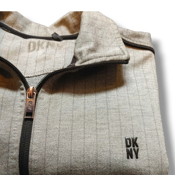 DKNY - Men's Lightweight Grey Pinstripe Zip Up Casual Jacket Coat - Picture 6 of 9